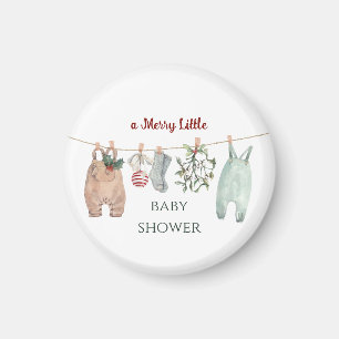 Een vrolijke kleine baby shower kerst kleren magneet