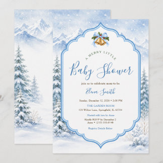 Een vrolijke kleine blauwe winter bos baby shower kaart