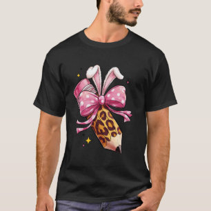 Eén vrolijke leraar Schattig Konijn Pasen Dag Roze T-shirt