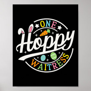 Een vrolijke serveerster konijnenoren Funny Easter Poster
