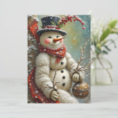 Een vrolijke sneeuwman feestdagenkaart (Staand voorkant)