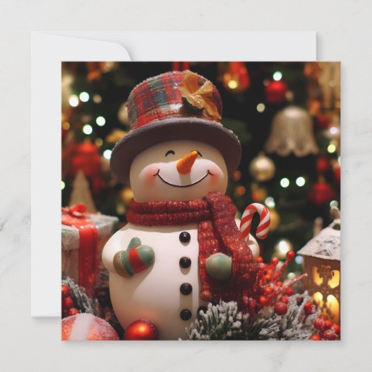 Een vrolijke sneeuwman voor feesten kaart (Voorkant)