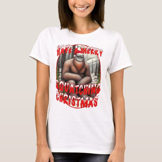 Een vrolijke squatching kerst t-shirt (Voorkant)