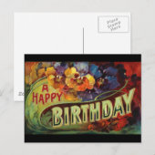 Een vrolijke verjaardagsgeschilderde Vintage Briefkaart (Voorkant / Achterkant)