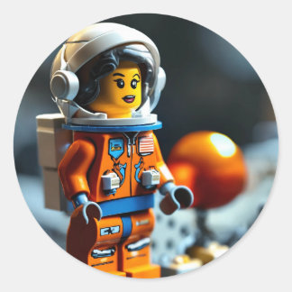 Een vrouw astronaut ronde sticker