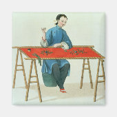 Een vrouw die borduurt, bord 41 van 'The Costume o Magneet (Voorkant)