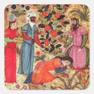 Een vrouw die de sultan aan het uitzoeken is vierkante sticker