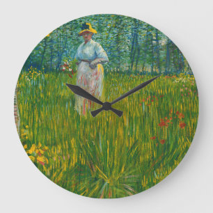 Een vrouw die in een tuin loopt - Vincent van Gogh Grote Klok