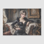 Een vrouw die op een bank lag in de 19e eeuw tissuepapier (Voorkant)