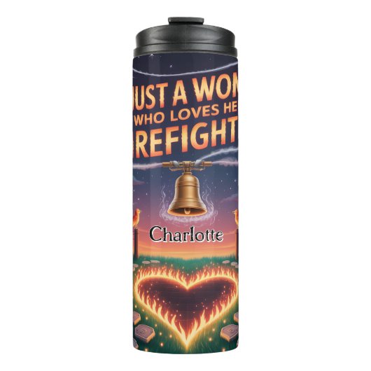 Een vrouw die van haar brandweerman houdt thermosbeker (Voorkant)