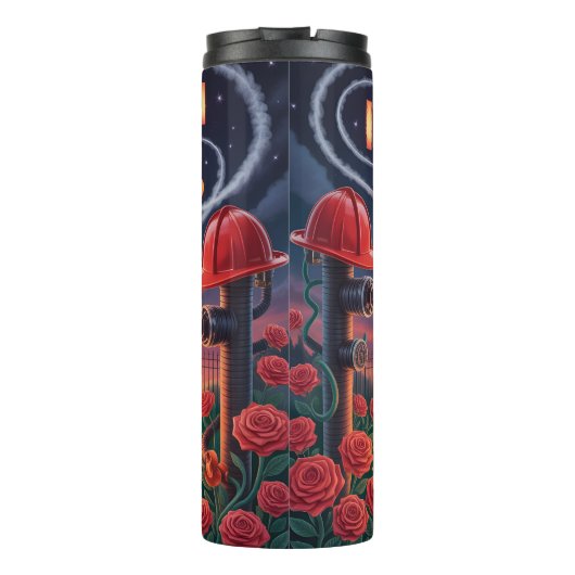 Een vrouw die van haar brandweerman houdt thermosbeker (Achterkant)