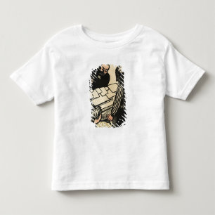 Een vrouw en een kind geven hun spaargeld af kinder shirts