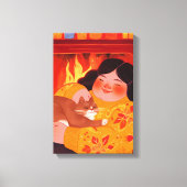 Een vrouw en haar kat canvas afdruk (Voorkant)