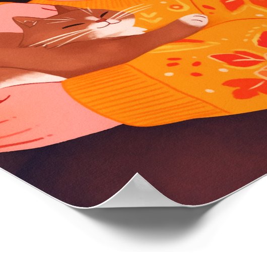 Een vrouw en haar kat poster (Hoek)