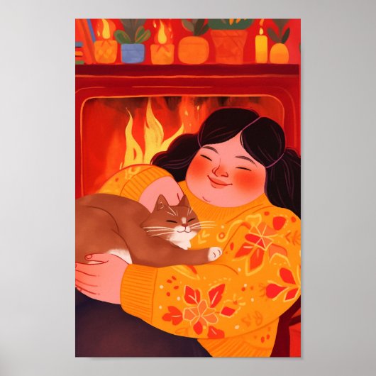 Een vrouw en haar kat poster (Voorkant)