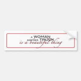 Een vrouw en haar vrachtwagen... Numbersticker. Bumpersticker