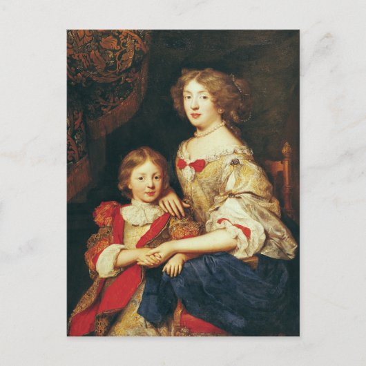 Een vrouw en haar zoon briefkaart (Voorkant)