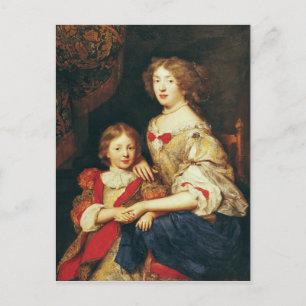 Een vrouw en haar zoon briefkaart