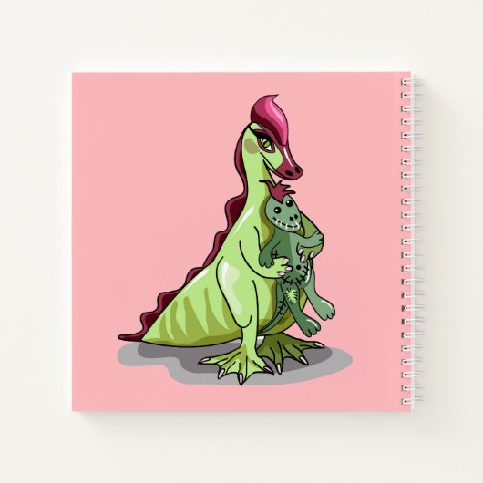 Een Vrouw Hadrosaurus met een pop. Notitieboek (Achterkant)