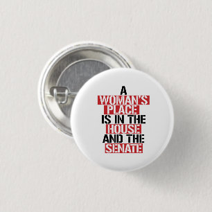Een vrouw is thuis en de senaat ronde button 3,2 cm