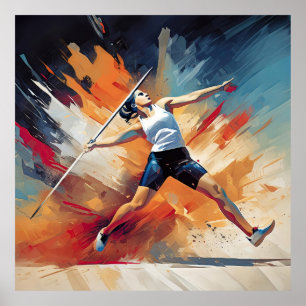 Een vrouw javelin atleet. poster