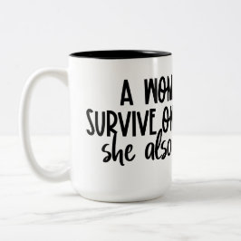 Een vrouw kan een koffie niet alleen overleven tweekleurige koffiemok