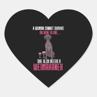 Een vrouw kan niet overleven op wijn alleen Weimar Hart Sticker