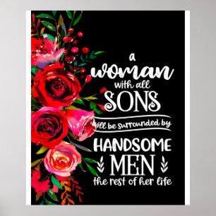 Een vrouw met alle zons-cadeautjes, Moederdag-cade Poster
