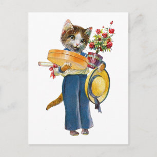Een Vrouw met bakbloemen en cadeaus Briefkaart