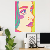 Een vrouw met een heldere make-up. poster (Thuiskantoor)