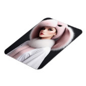 Een vrouw met een konijn pet magneet (Linkerzijde)