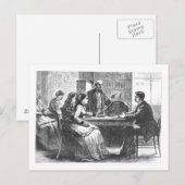 Een vrouw onderhandelt met een fabrieksleider, ass briefkaart (Voorkant / Achterkant)