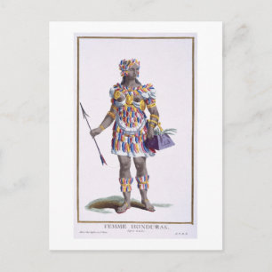 Een vrouw uit Honduras, 1780 (gekleurd) Briefkaart