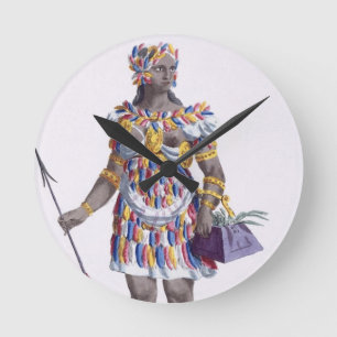 Een vrouw uit Honduras, 1780 (gekleurd) Ronde Klok