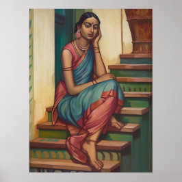 Een vrouw uit India ging over gedachten | Thuiswan Poster