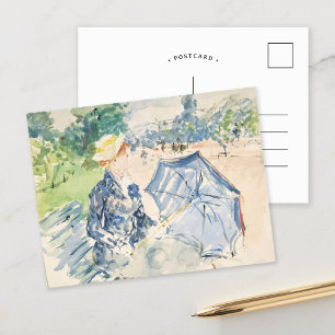 Een vrouw zit op een bankje Berthe Morisot Briefkaart
