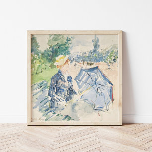 Een vrouw zit op een bankje Berthe Morisot Poster