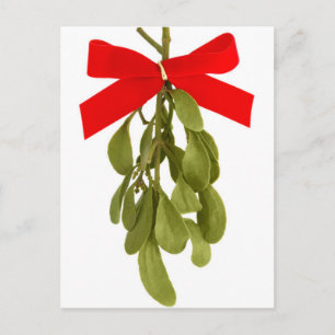 Een vrouwenhand met een kraag van mistletoe briefkaart