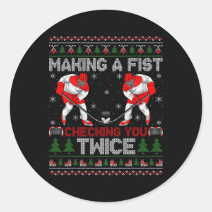 Een vuist maken en je twee keer controleren, lelij ronde sticker