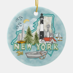 Een vuurtoren in New York Keramisch Ornament