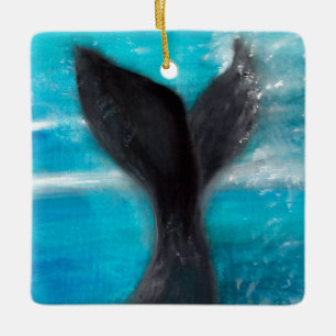 Een walvis keramisch ornament