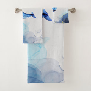 Een walvis met blauwe goudvloeistof in de Alcohol Bad Handdoek