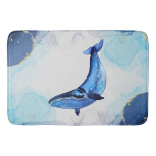 Een walvis met blauwe goudvloeistof in de Alcohol Badmat