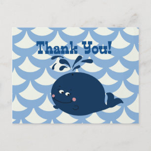 Een walvis van een staart Nautisch Blauw Dank u - Briefkaart