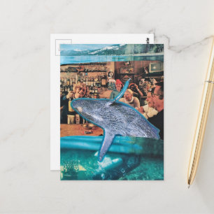 Een walvis van een tijd een surreële collage briefkaart