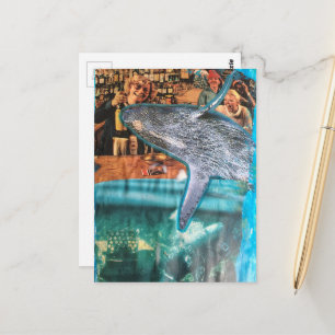 Een walvis van een tijd: een unieke surreële colla briefkaart