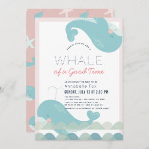 Een walvis voor een goed-tijd roze Baby shower Kaart