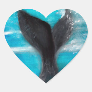 Een walvis-Waterverf Hart Sticker