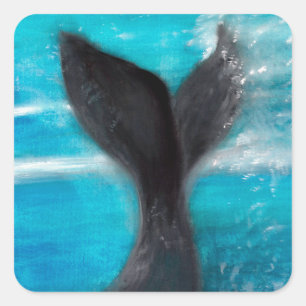 Een walvis-Waterverf Vierkante Sticker