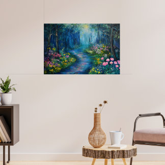 'Een wandeling in het bos' Wildflower Path Woodlan Poster